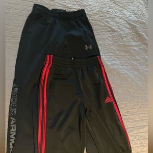 2 pairs Adidas and UnderArmour Boys size Medium joggers